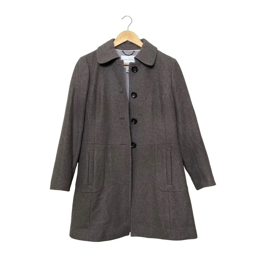 Banana Republic Italian Wool Blend Coat Petite M Brown Button Front‎ Peacoat